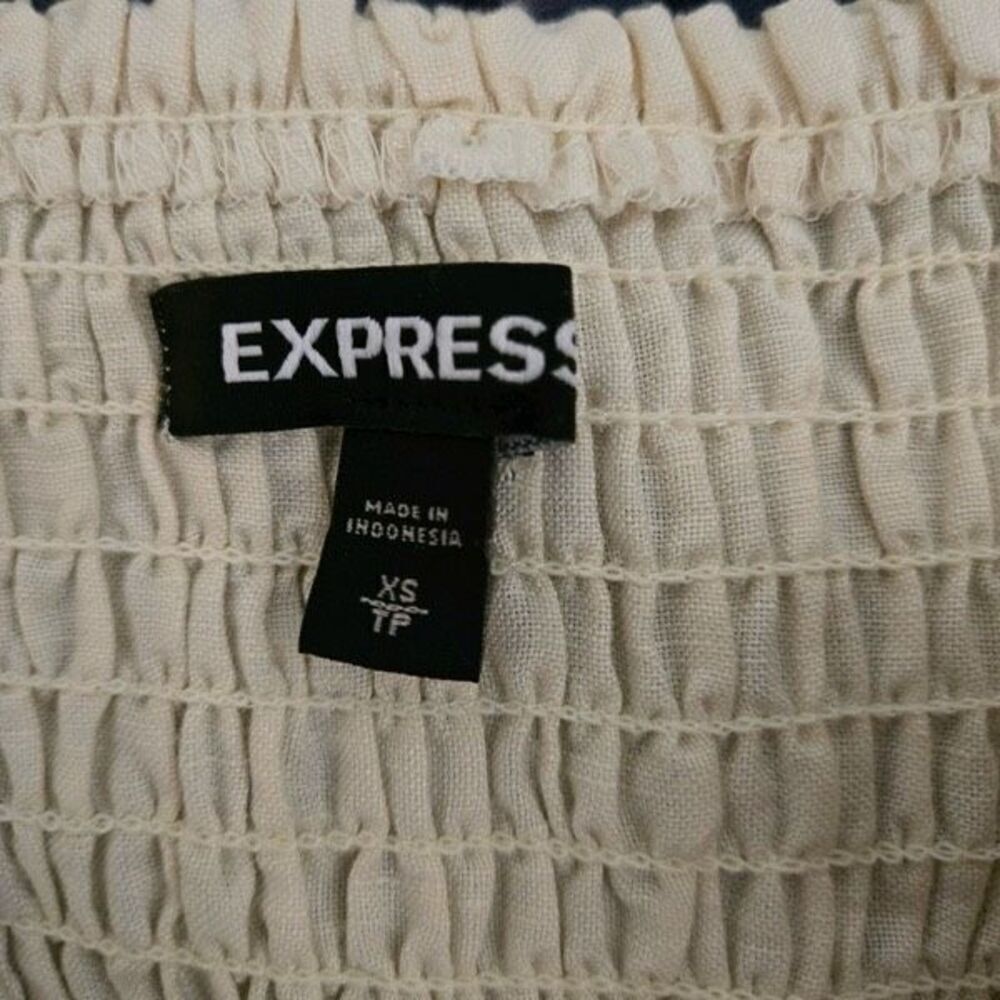 Express Beige Tie Front Keyhole Button Midi A Lin… - image 6